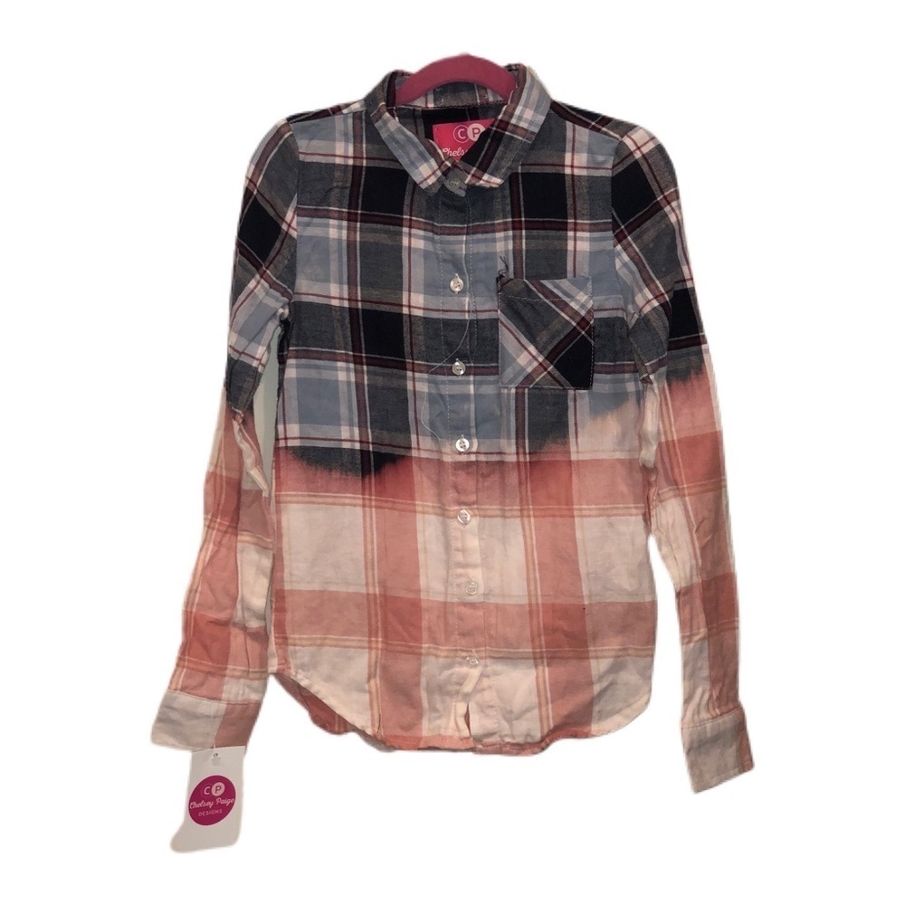 Kid’s Navy, Baby Blue, & Pink Plaid W/ Bandana Back Patch - Picture 3 of 4